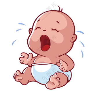 张着嘴大声哭的小宝宝插画免抠图片