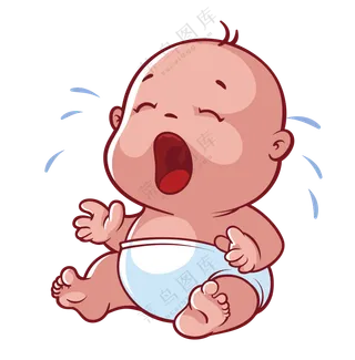 张着嘴大声哭的小宝宝插画免抠图片
