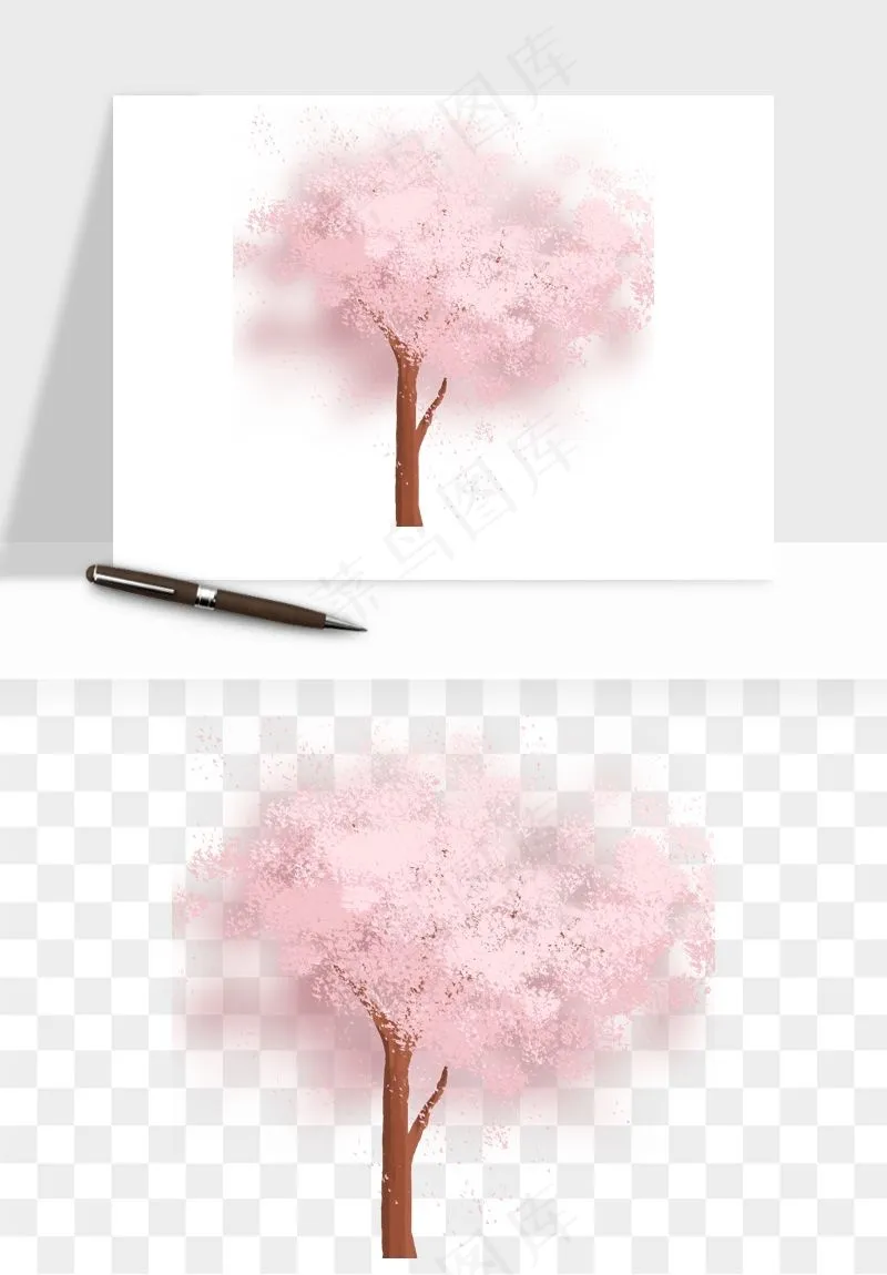 手绘樱花树png免抠