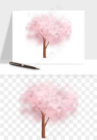 手绘樱花树png免抠