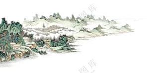 奇峰怪石房屋建筑绘画免抠图片素材