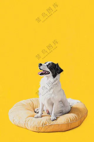 萌宠宠物小狗边牧动物黄色背景