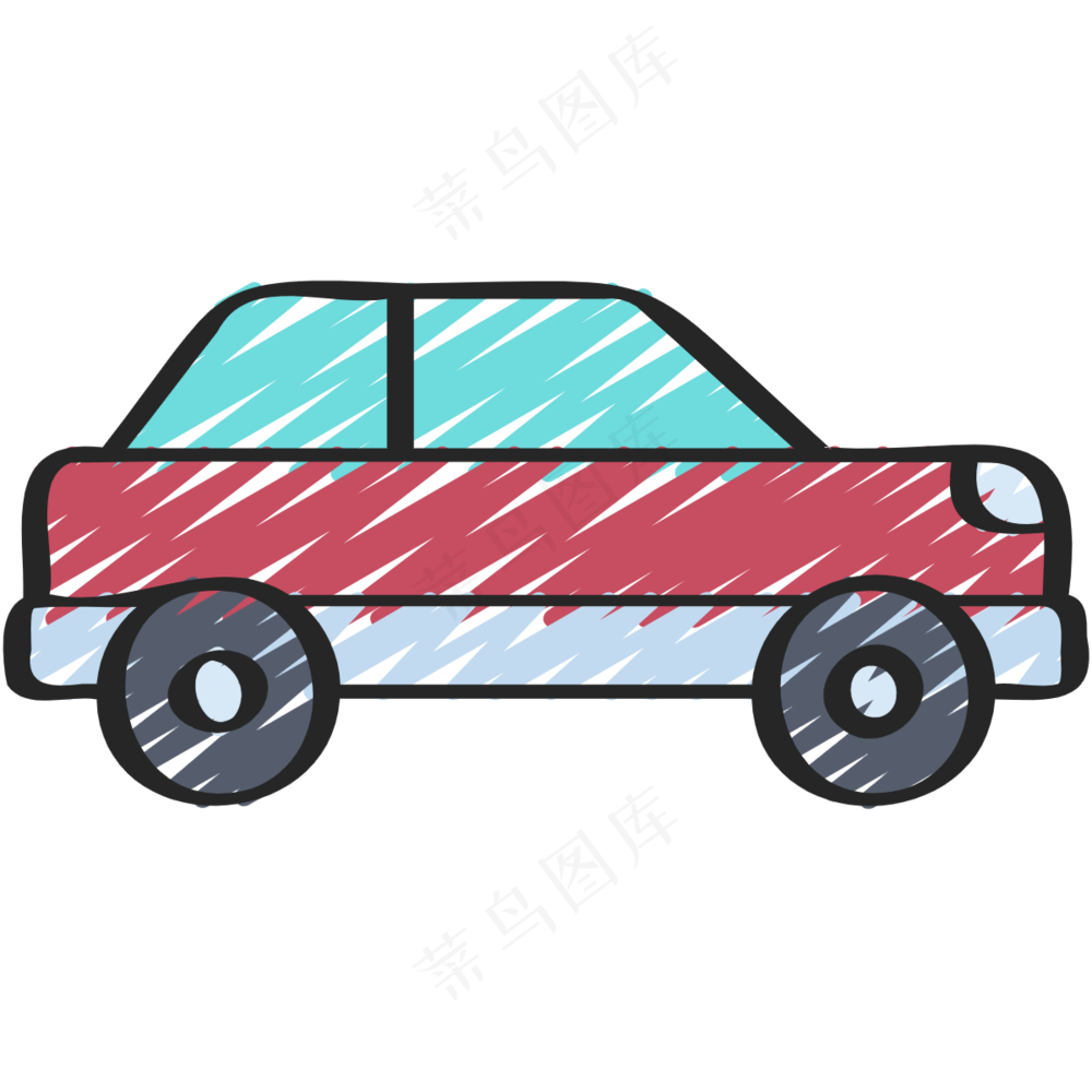 红色小汽车 taxi 铅笔手绘图标 icon