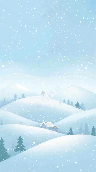 冬天白雪覆盖寒冷唯美雪景大寒插画背景
