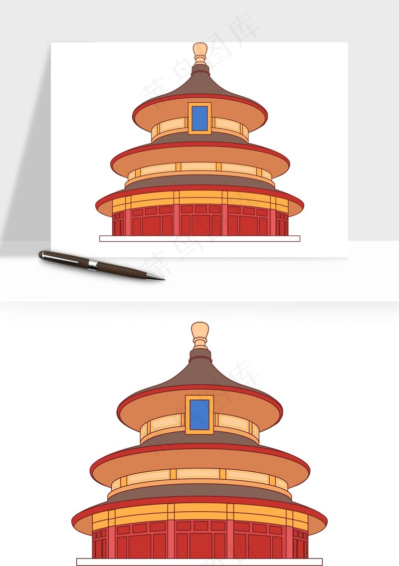 国潮风古建筑古楼古塔鼓楼ai,png免抠图
