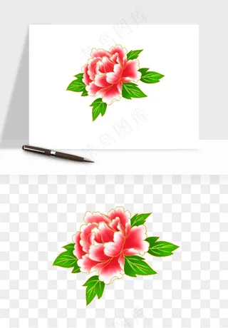 手绘国潮牡丹花花卉图案png免抠