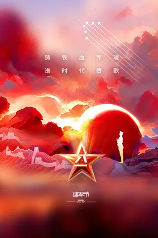 红色建军节党建活动海报