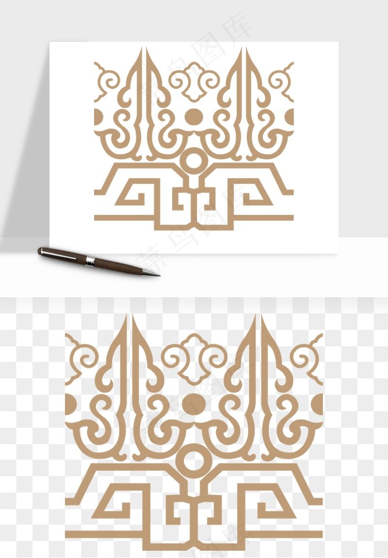 中式边框花纹图案png免抠