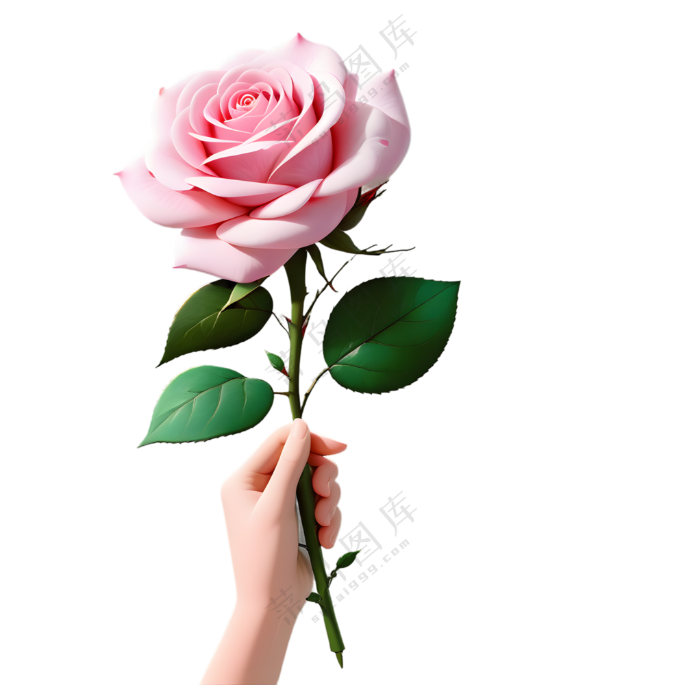 手拿玫瑰花