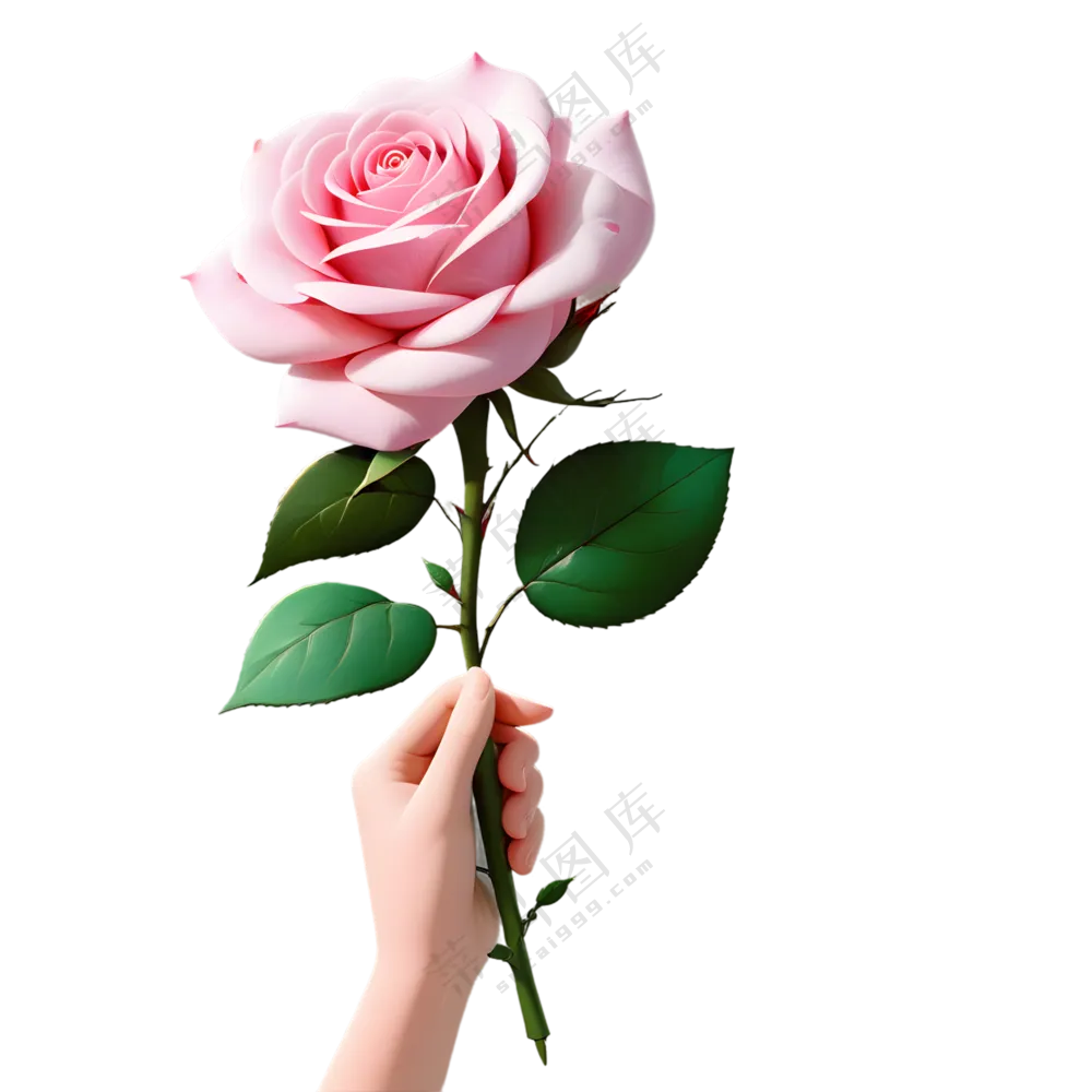 手拿玫瑰花