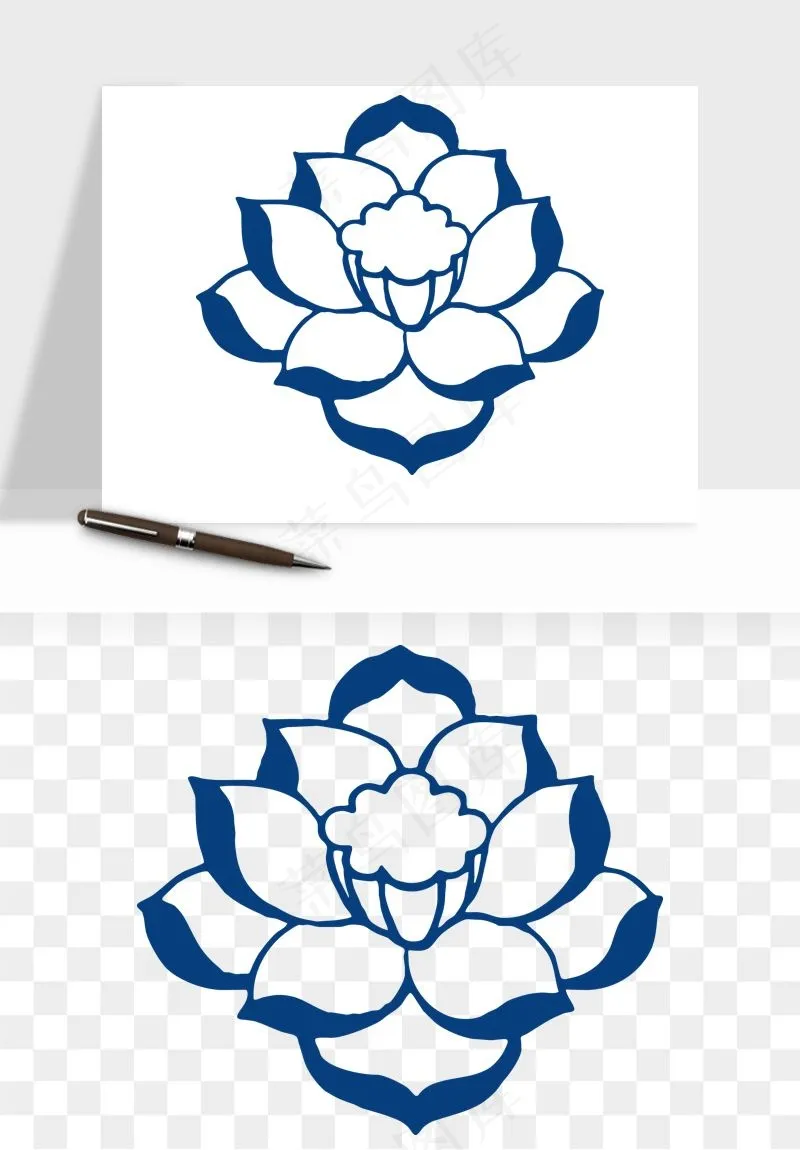 青花瓷花纹花卉图案png免抠