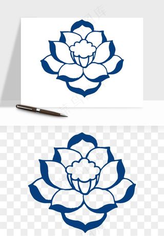 青花瓷花纹花卉图案png免抠