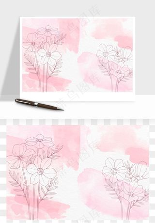 水彩花卉手绘矢量背景