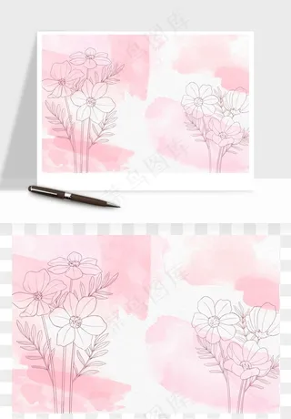水彩花卉手绘矢量背景
