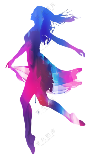 彩色舞蹈人物剪影