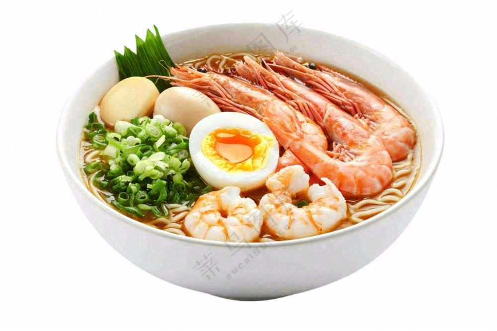 海鲜鸡蛋面食物摄影图免抠