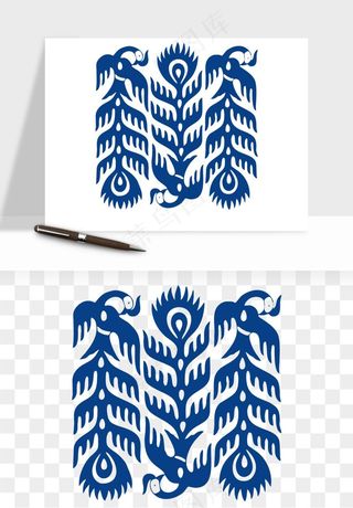 青花瓷花纹花卉图案png免抠