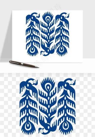 青花瓷花纹花卉图案png免抠