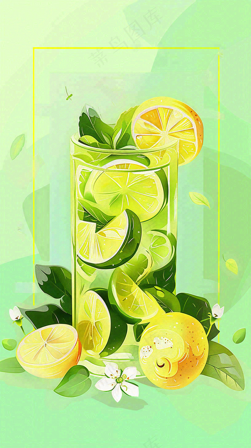 夏日饮品饮料清凉背景