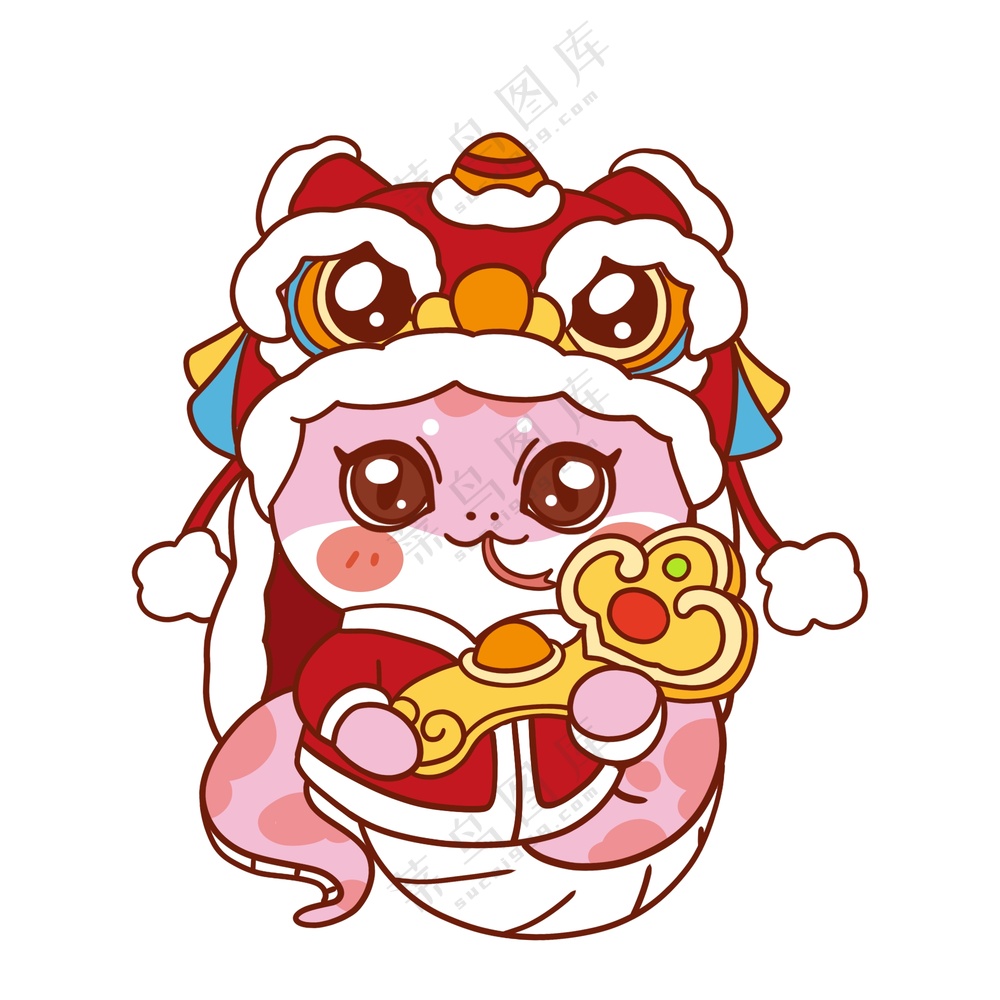 蛇年IP形象插画2025新春贺岁吉祥物蛇宝宝PSD分层图-04