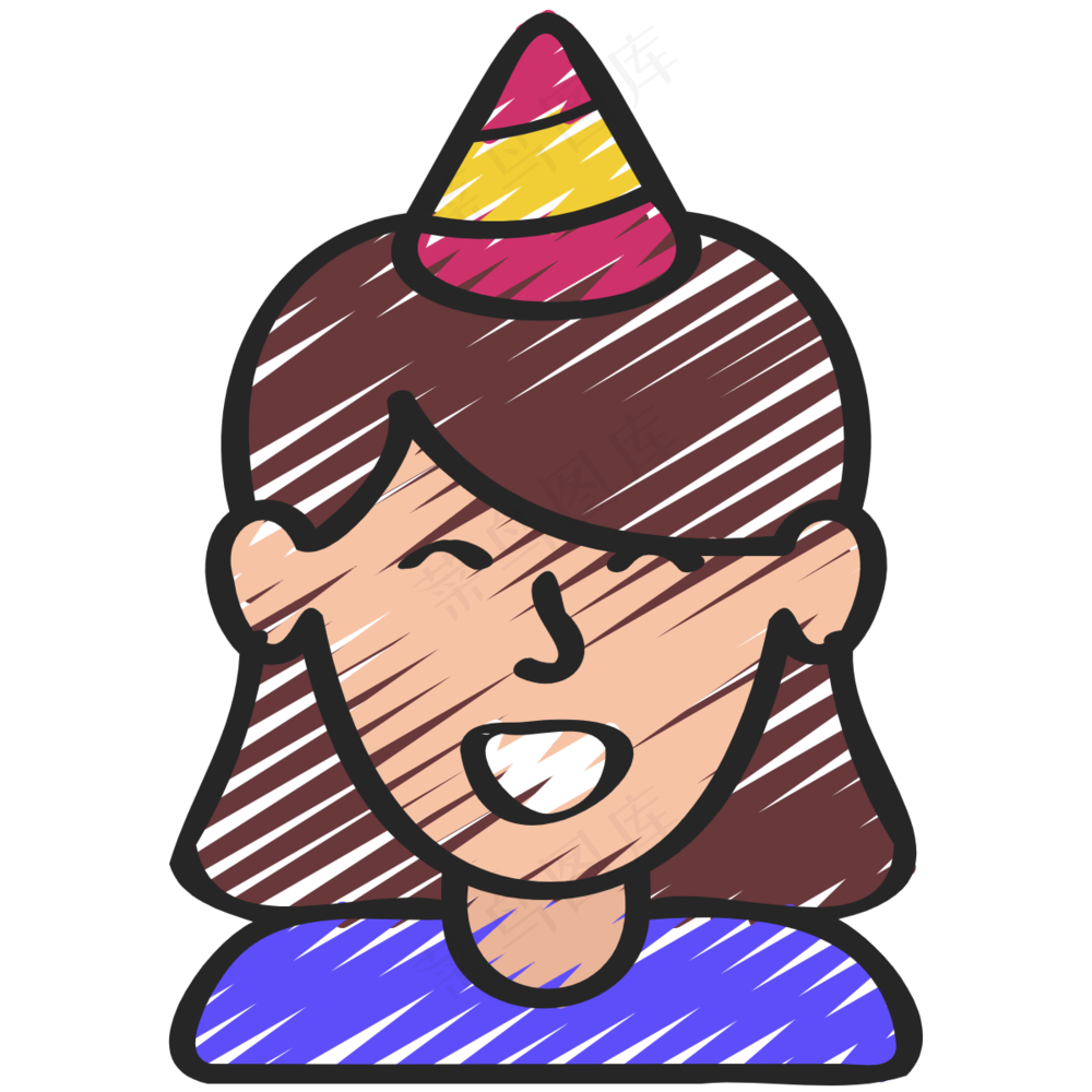 可爱女生过生日 铅笔手绘图标icon