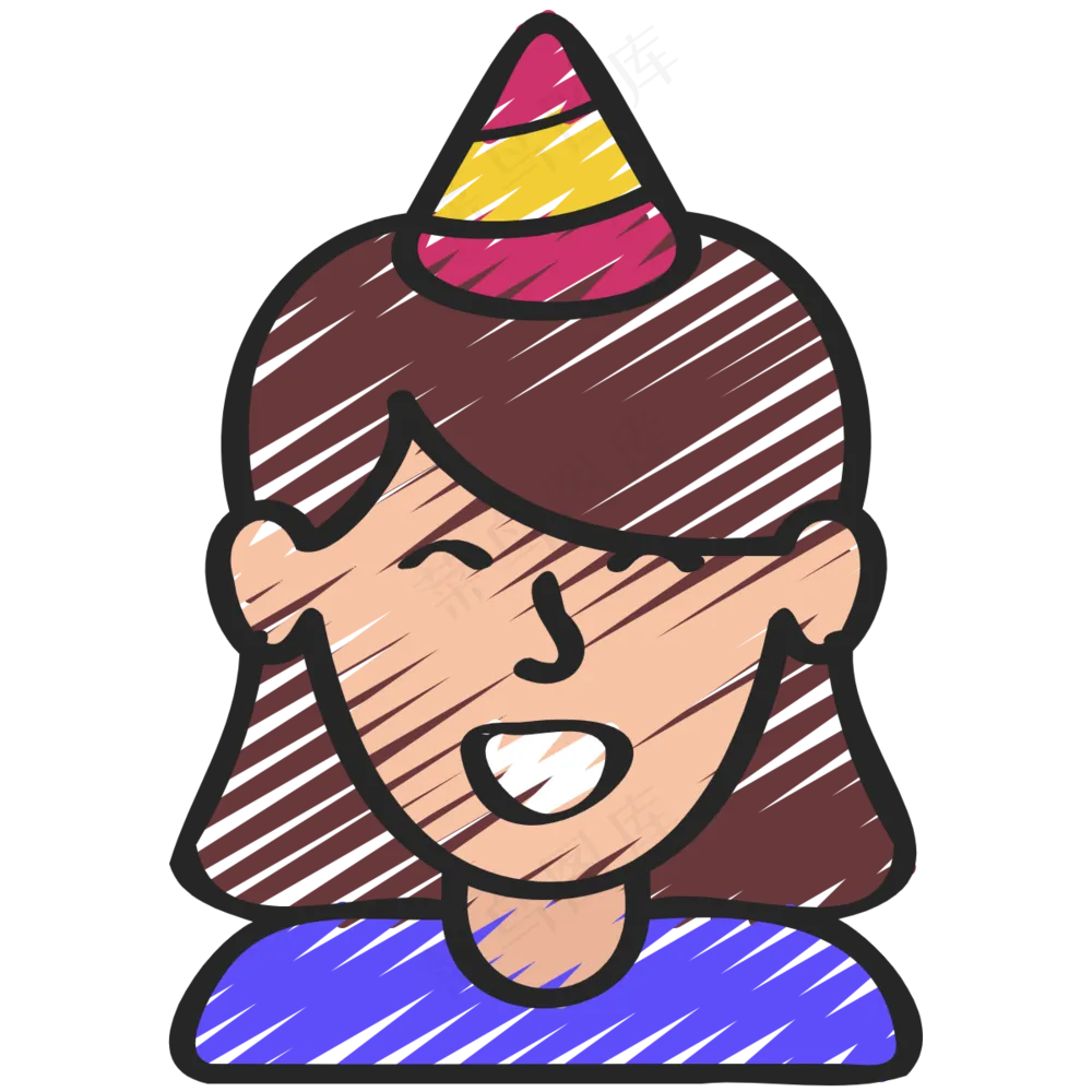 可爱女生过生日 铅笔手绘图标icon