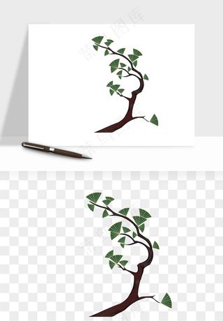 国潮松树松枝松叶png免抠