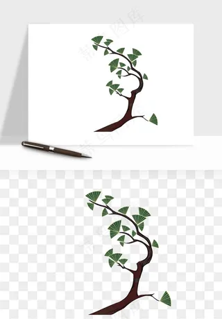 国潮松树松枝松叶png免抠