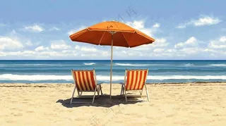 夏日海边沙滩阳光摄影图