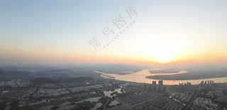 钱塘江落日航拍-1