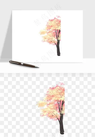 手绘浪漫花树桃花树png免抠