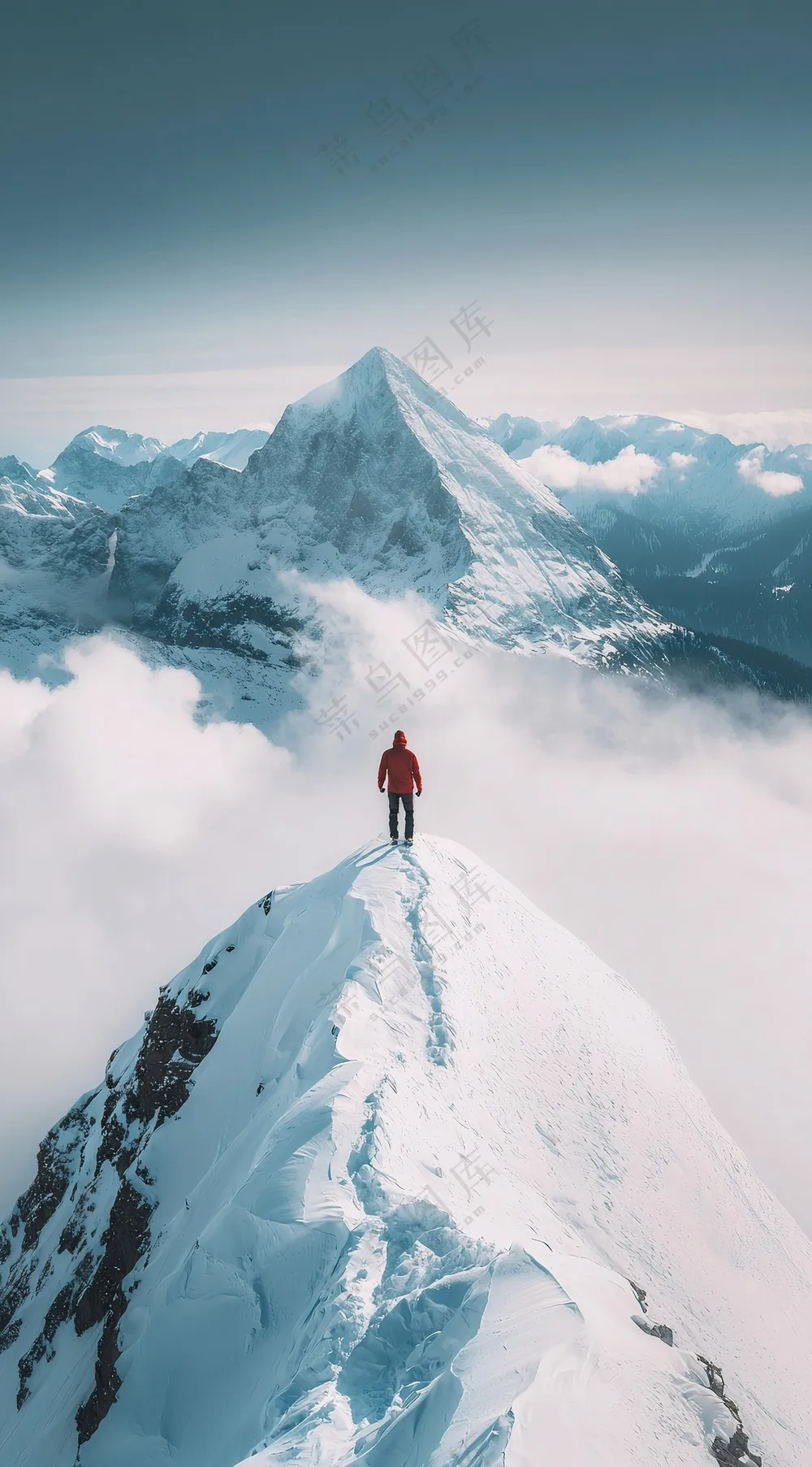 冬季攀登雪山之巅摄影图片 冬季攀登雪山之巅摄影图片