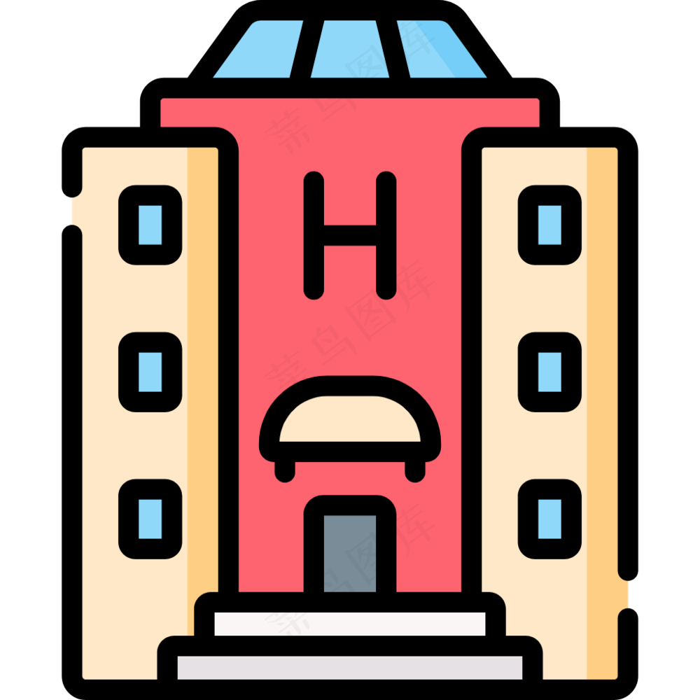 酒店 宾馆 hotel 线性彩色图标