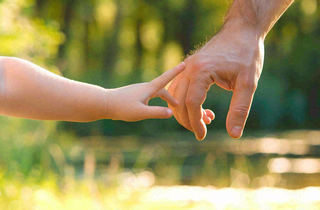 大手牵小手温馨阳光亲情父亲节摄影图