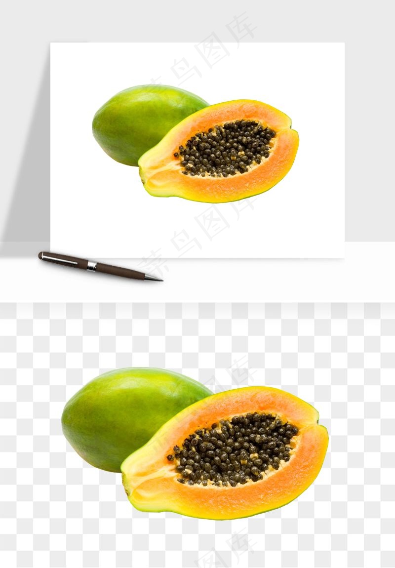 木瓜水果png免抠
