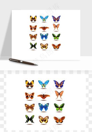 蝴蝶昆虫矢量png免抠