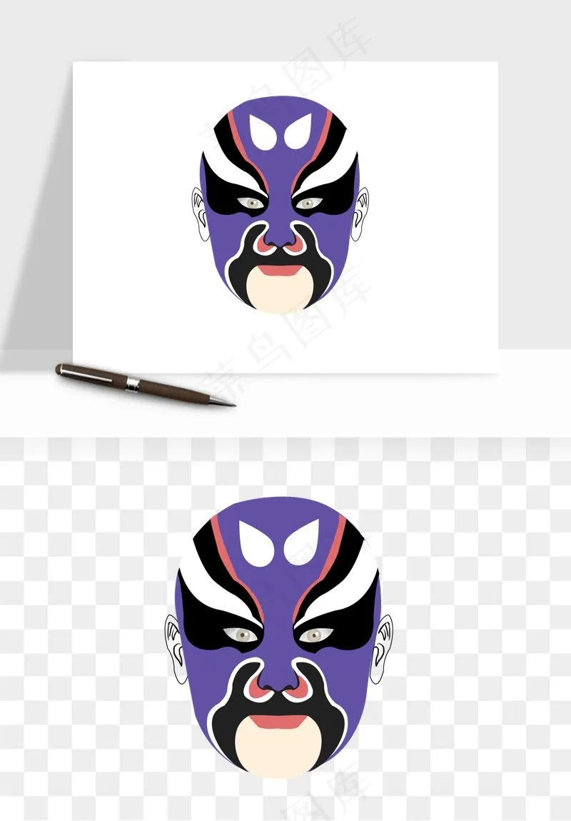 手绘戏剧脸谱卡通面具png免抠
