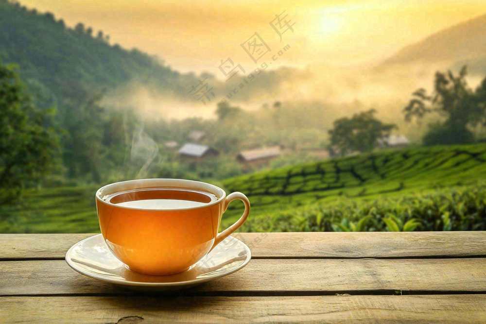 红茶茶叶茶园品茶风景摄影图