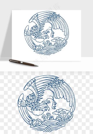 青花瓷花纹花卉图案png免抠