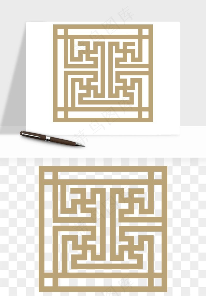 中式镂空古典图案png免抠