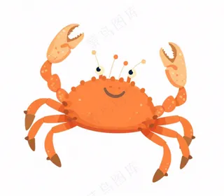 螃蟹海洋动物卡通插画免抠