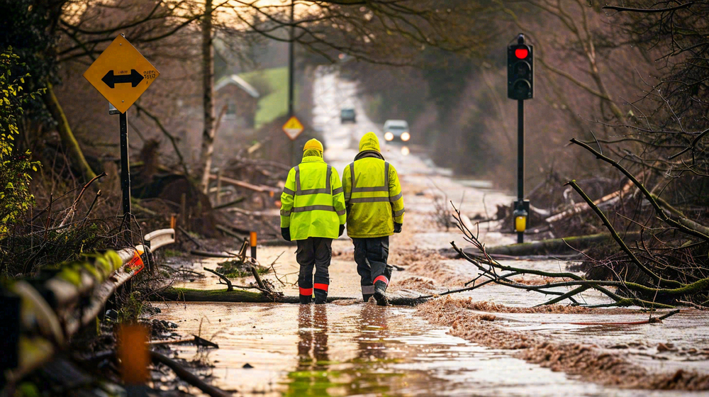 洪水自然灾害防洪预警摄影图