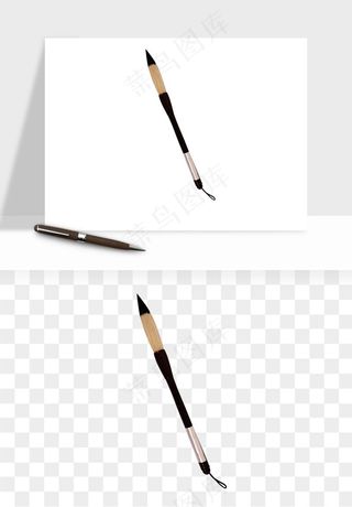 中式砚台毛笔书法png免抠