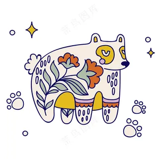 白色小熊 民族风装饰小元素