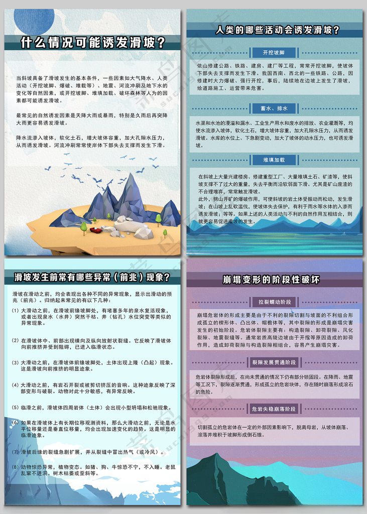 正确认识滑坡与崩塌地质灾害海报正确认识塌方