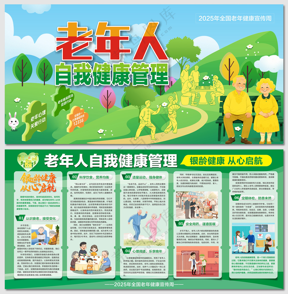 老年人自我健康管理医疗展板