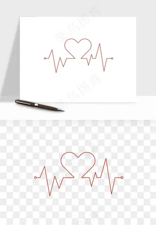手绘心电图爱心线条png免抠