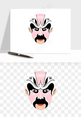 手绘戏剧脸谱卡通面具png免抠