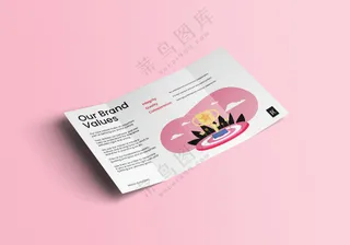 粉色四折页样机产品手册说明书PSD模板-4