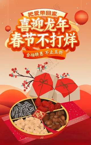 喜迎龙年蛇年春节PSD海报